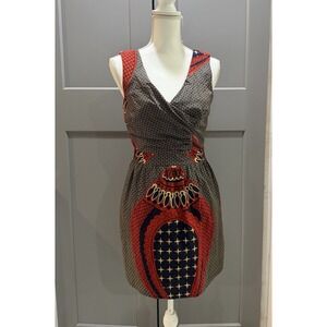 Burlapp  Wrap Bodice Banded Waist Dress Stunning Chic Mod Medium Runs Small